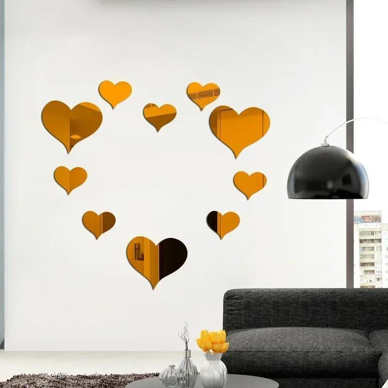 Stunning 20 Pcs Golden Heart Acrylic Stickers - Perfect for Home Decor