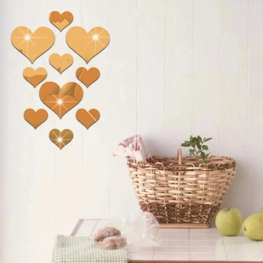 Stunning 20 Pcs Golden Heart Acrylic Stickers - Perfect for Home Decor