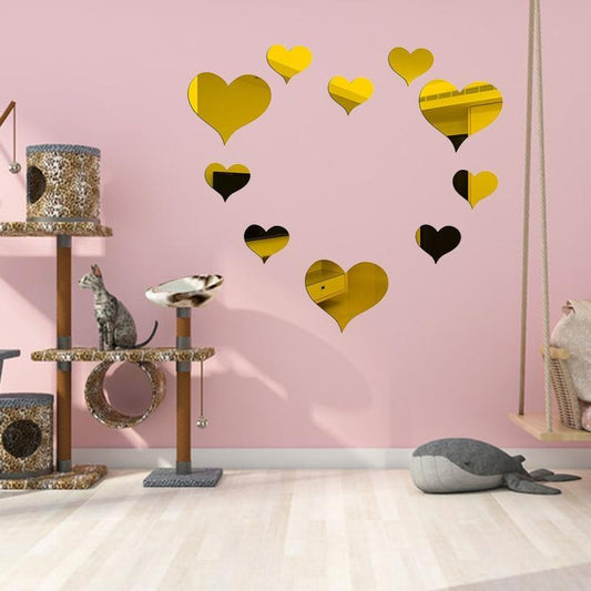 Stunning 20 Pcs Golden Heart Acrylic Stickers - Perfect for Home Decor